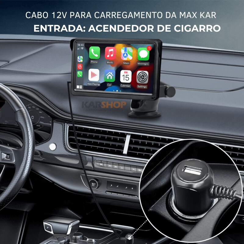 Max Kar - Tela Multímidia CarPlay e Android Auto + Câmera Ré de Brinde (PROMOÇÃO DE LANÇAMENTO)